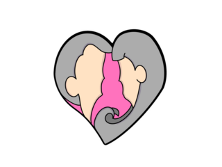 A couple inside of heart