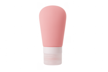 Pink silicone squeezable travel bottle for cosmetics