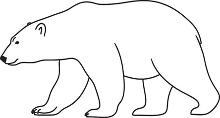 Polar bear outline illustration in minimalist line art style wildlife animal vector design