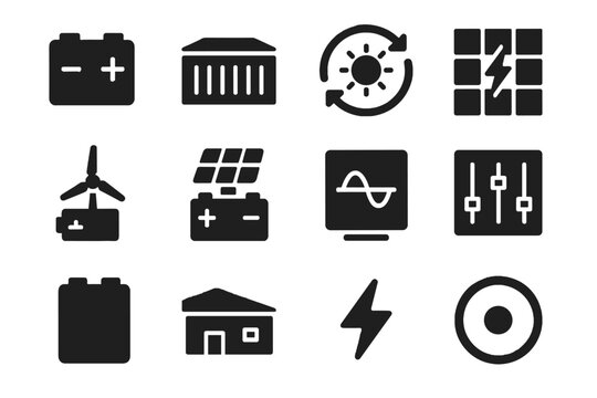 Icon no tile minimal icons strokes vector solar energy renewable storage forms