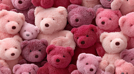 Large collection of soft pink and purple teddy bears