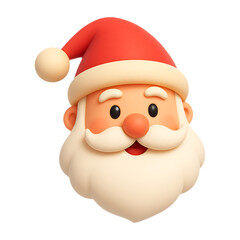 A charming 3d render of santa claus s face with a festive red hat on