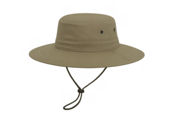 Khaki bucket hat with chin strap for sun protection