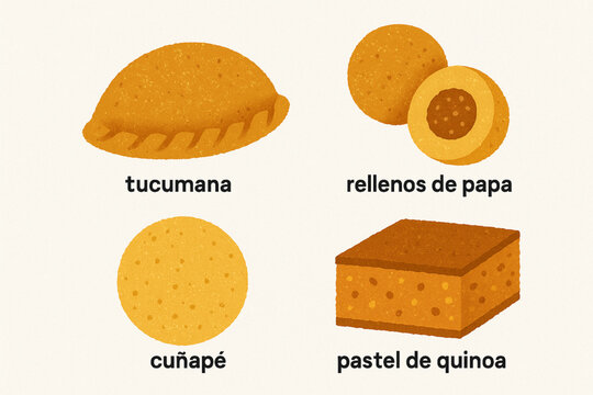 Bolivian street snack vector icons