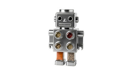 Fototapeta premium Metal Robot Toy Figure with Buttons.