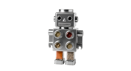 Metal Robot Toy Figure with Buttons.