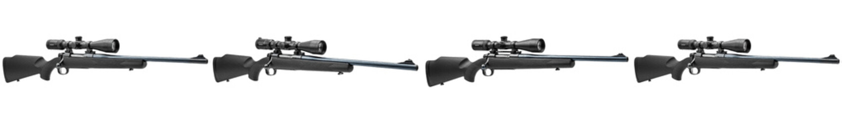 Precision Sniper Rifle Set Isolated on White Background