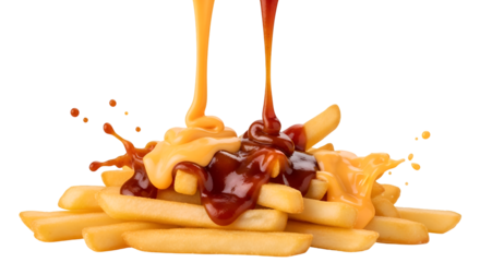 French Fries with Cheese and Ketchup Sauce.