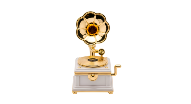 Vintage Gold Music Box with Flower. - Powered by Adobe