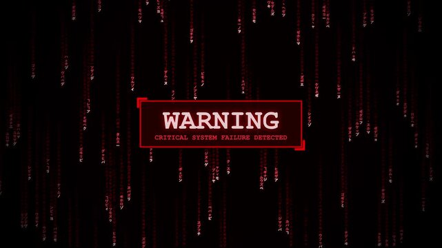 Red Digital Code Rain Warning System Alert Background 4K 