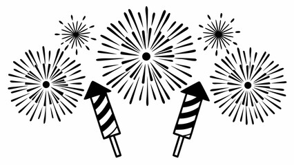 Abstract vector illustration of a tree and flower silhouette with colorful fireworks for a festive New Year celebration or winter holiday card design