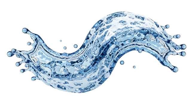 A wave of water splashing on a black background on transparent background - Powered by Adobe