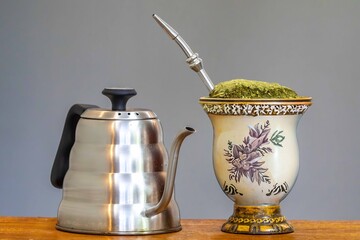 The most chic and luxurious yerba mate chimarr&atilde;o ever recorded in the world, served in a beautiful vintage gourd.