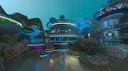 宇宙都市　3DCGレンダリング © tsuneomp