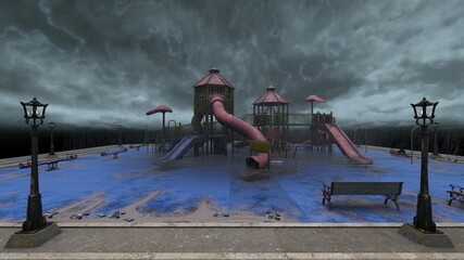 公園　3DCGレンダリング