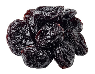 Dense dried prunes isolated on transparent background
