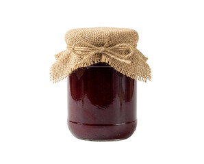 Glass jar of jam isolated on transparent background
