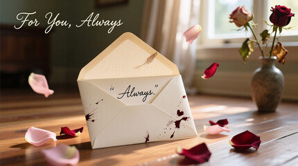 Romantic Valentine’s Day Envelope with Handwritten Love Message