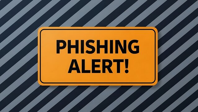 Cybersecurity Orange sign with Phishing Alert text on striped background attention caution - Powered by Adobe