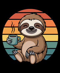 Sloth Coffee Lover Chill Vibes Funny Meme © Soft Pudd