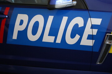 Sign on a police car