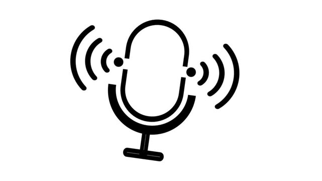 Professional microphone icon for podcasting, voice recording, and broadcasting. Perfect for media production, interviews, and audio content creation motion graphics.