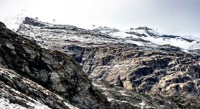 Trockner Steg Gondola Station Perched High On Snowy Cliffs