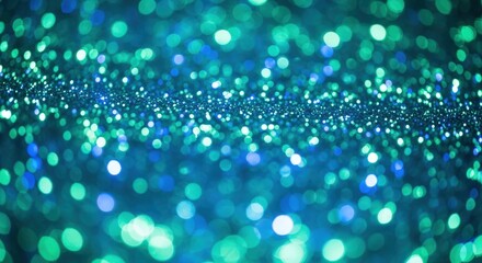 Abstract teal and blue glitter bokeh background