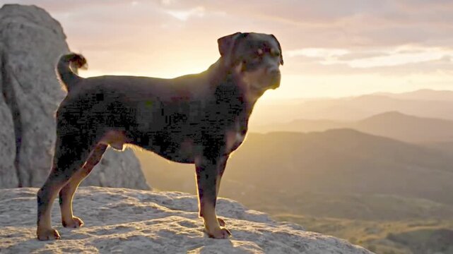 Powerful Rottweiler Standing Proud, Strong and Confident Dog