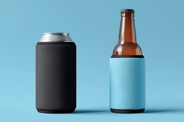 Versatile Coozie Mockup for Promotional Use with Foam Sleeves for Beer and Soda Drinks