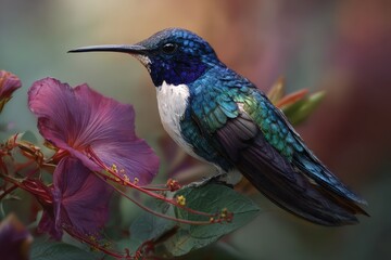Fototapeta premium Beija Flor: Vibrant Bird Perched Among Nature's Blossoms