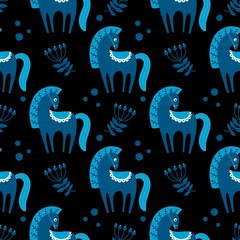 Christmas animals seamless horse pattern for wrapping paper and fabrics and party and kids print