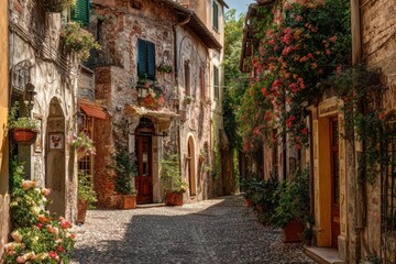 Fototapeta premium Charming Streets of Old Italy: Architectural Gems in European Towns