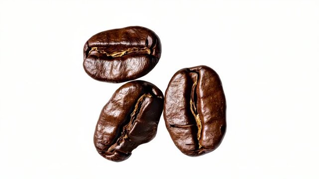 A collection of coffee beans with cracks and creases arranged in an artistic pattern against a muted background.