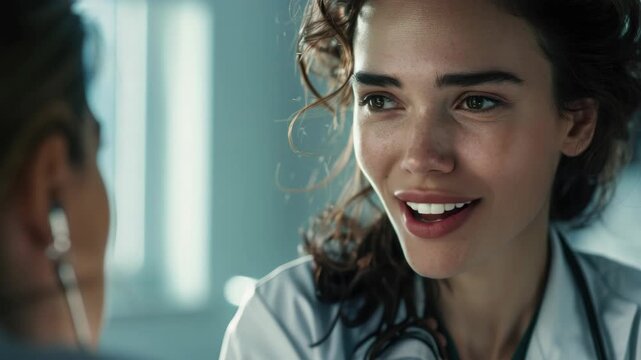 Close-up of a female doctor and patient during a medical consultation.