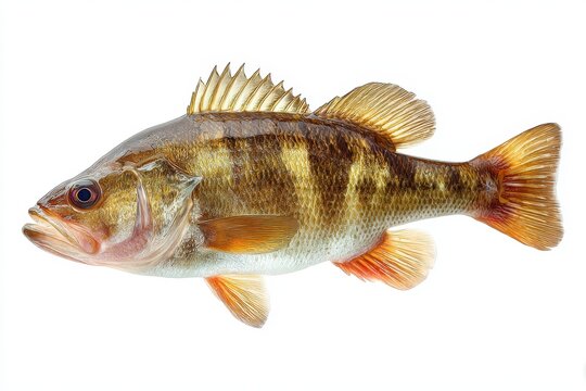 Isolated Smallmouth Bass on Clean White Background - Freshwater Fish in Stunning Detail