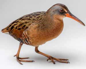 Side View of Common Virginia Rail Bird in Natural Wildlife Background