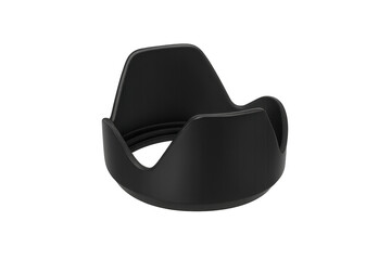 Black camera lens hood protecting optic equipment