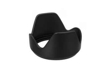 Black camera lens hood protecting optic equipment