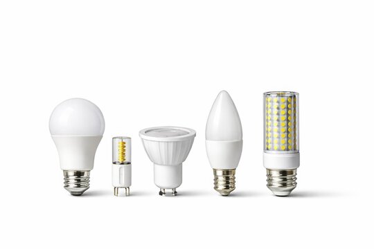 Energy Efficient LED Light Bulbs on White Background for Cost Savings