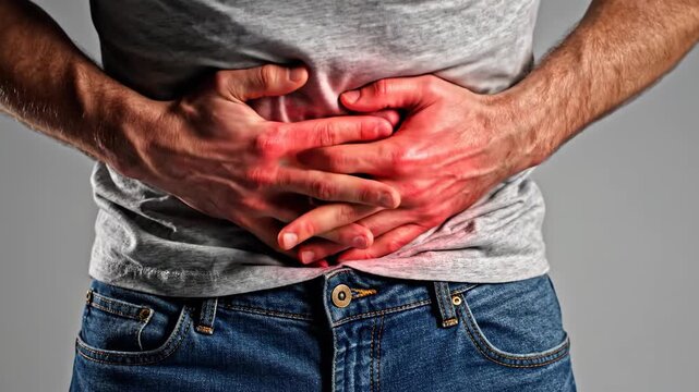 Man Suffering from Severe Abdominal Pain and Stomach Ache.