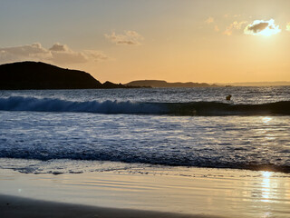 Climate change with sunset on the beach 