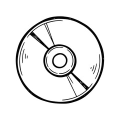 Simple black and white illustration of a compact disc.
