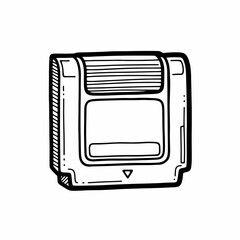 Simple black and white illustration of a cassette tape.