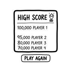 Simple High Score Board for a Video Game with Top Players.