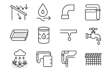 Rainwater filter vector guard urban backup droplet icon irrigation network barrel tap