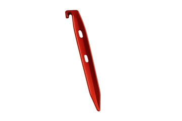 Red aluminum tent stake for camping and hiking