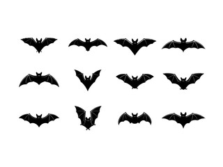 Fototapeta premium A collection of bat silhouettes is neatly