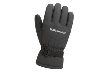 Black waterproof winter glove protecting hands from cold