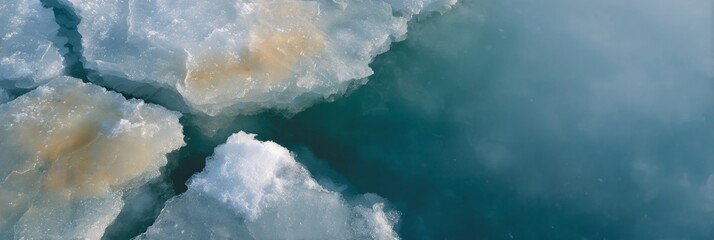 Frozen lake with ice and snow on the surface
